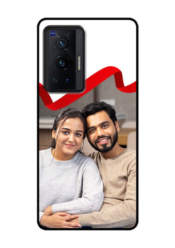Vivo X70 Pro 5G Photo Printing on Glass Case - Red Ribbon Frame Design