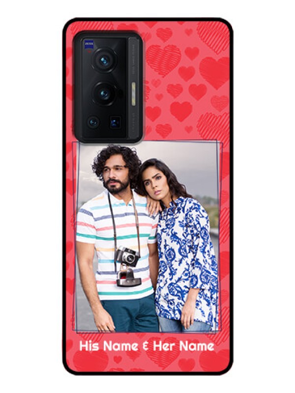 Custom Vivo X70 Pro 5G Photo Printing on Glass Case - with Red Heart Symbols Design