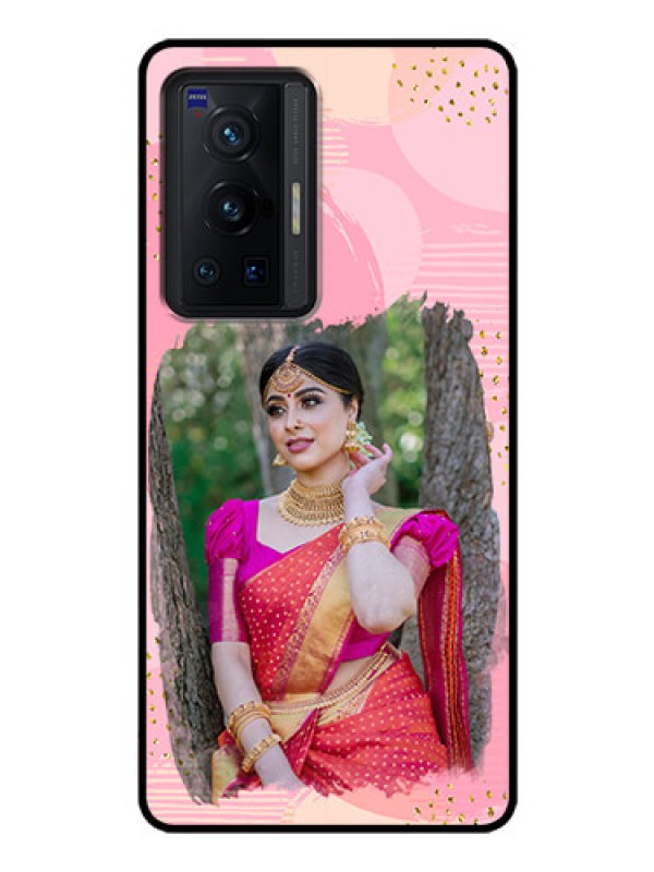 Custom Vivo X70 Pro 5G Personalized Glass Phone Case - Gold Glitter Splash Design