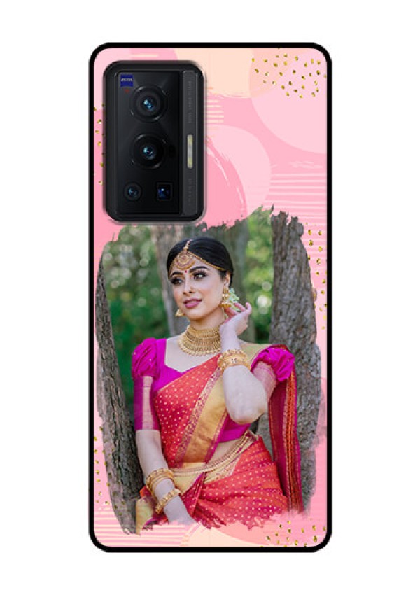 Vivo X70 Pro 5G Personalized Glass Phone Case - Gold Glitter Splash Design