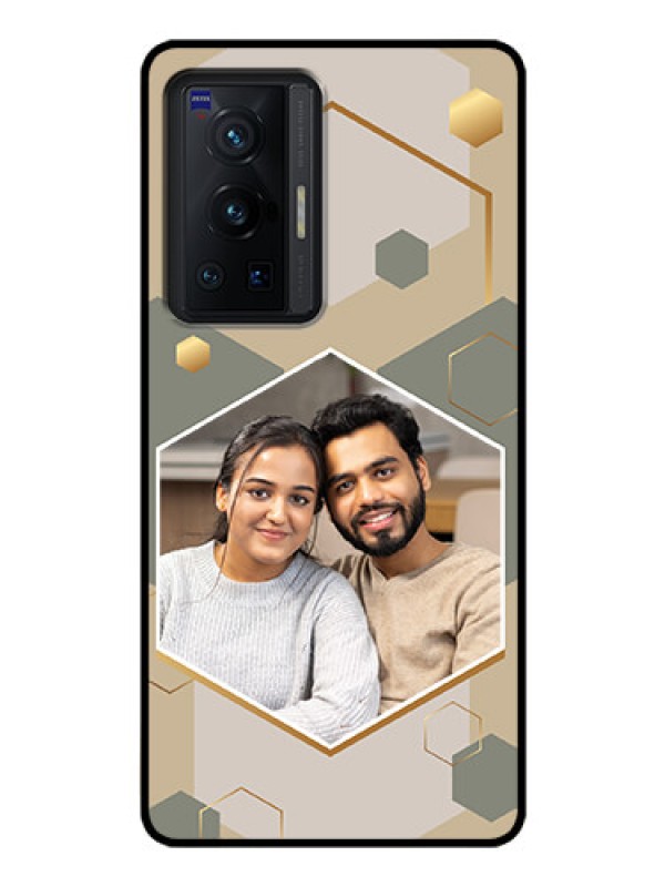 Custom Vivo X70 Pro 5G Photo Printing on Glass Case - Stylish Hexagon Pattern Design