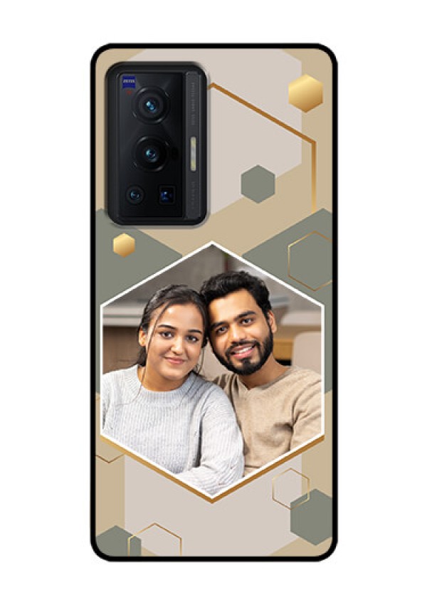 Vivo X70 Pro 5G Photo Printing on Glass Case - Stylish Hexagon Pattern Design