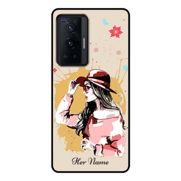 Vivo X70 Pro 5G Photo Printing on Glass Case - Women with pink hat Design