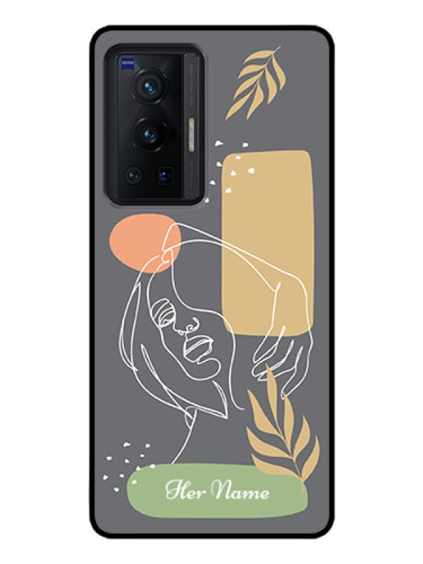 Custom Vivo X70 Pro 5G Custom Glass Phone Case - Gazing Woman line art Design