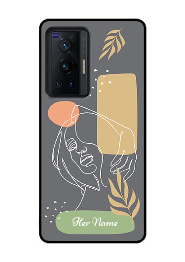 Vivo X70 Pro 5G Custom Glass Phone Case - Gazing Woman line art Design