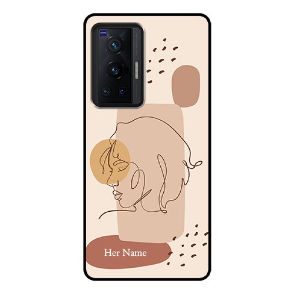 Vivo X70 Pro 5G Photo Printing on Glass Case - Calm Woman line art Design