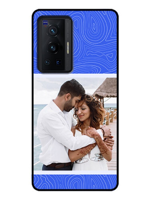 Custom Vivo X70 Pro 5G Custom Glass Mobile Case - Curved line art with blue and white Design