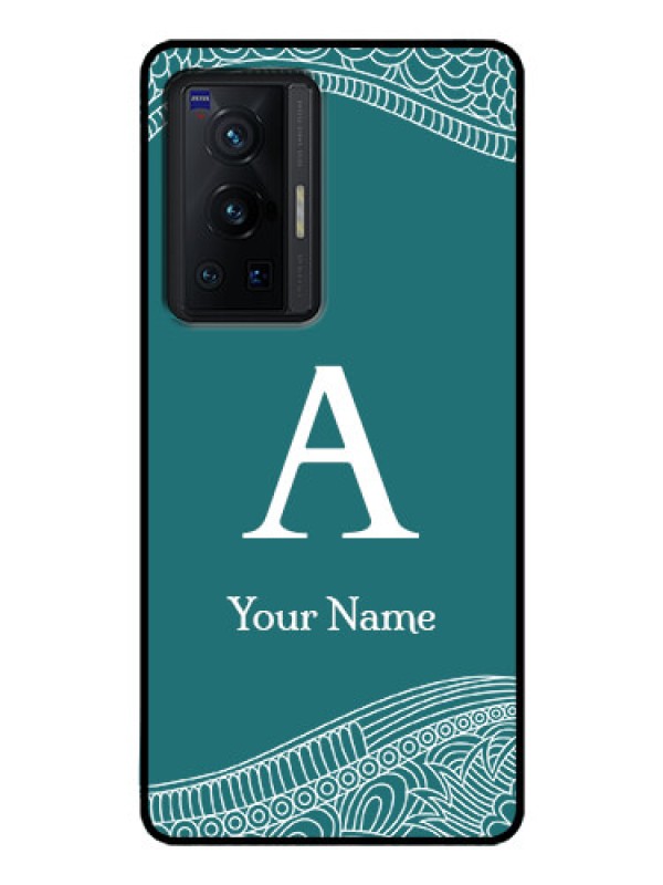 Custom Vivo X70 Pro 5G Personalized Glass Phone Case - line art pattern with custom name Design