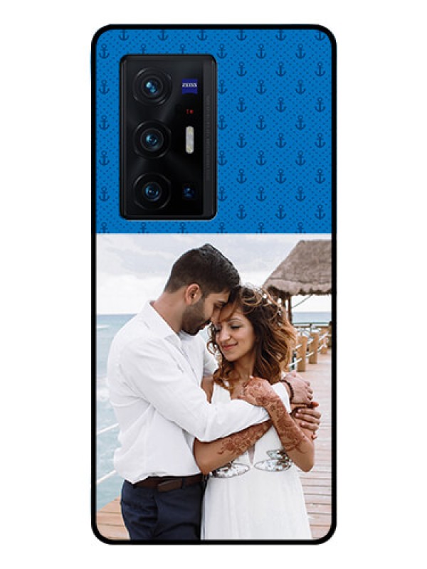 Custom Vivo X70 Pro Plus 5G Photo Printing on Glass Case - Blue Anchors Design