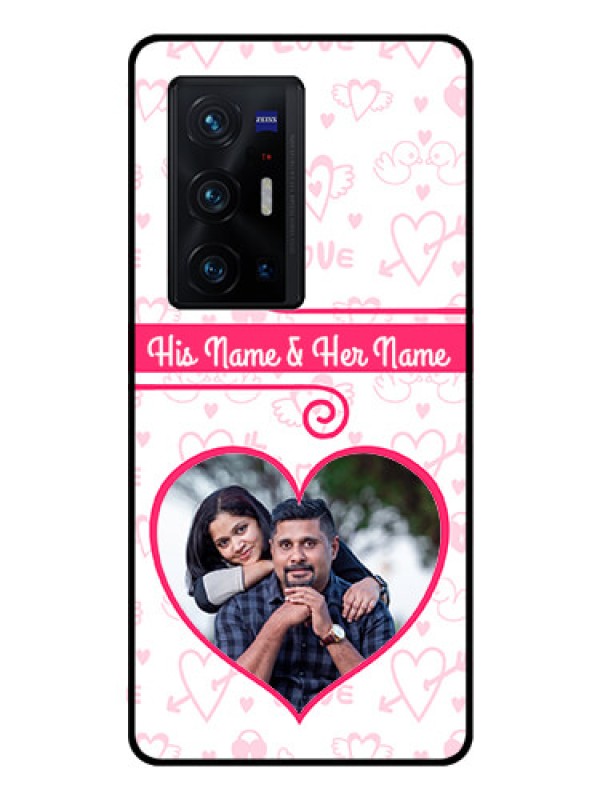 Custom Vivo X70 Pro Plus 5G Personalized Glass Phone Case - Heart Shape Love Design