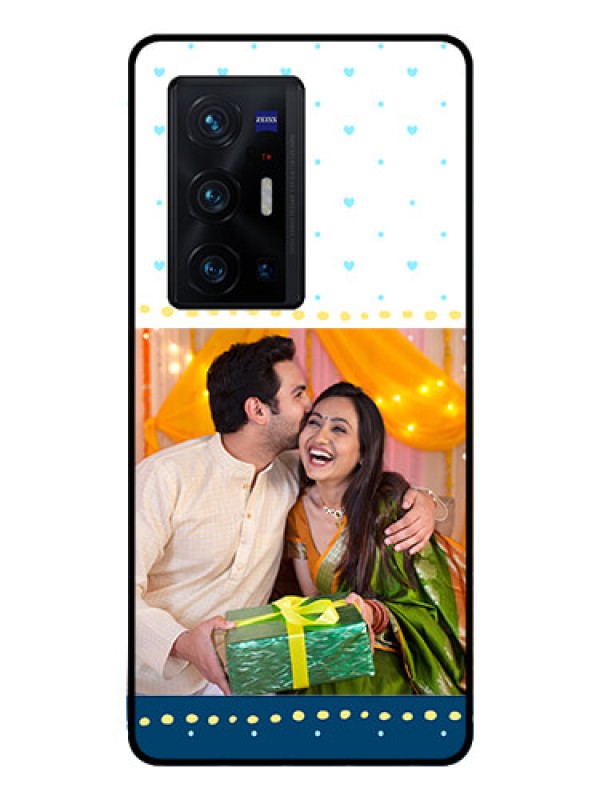 Custom Vivo X70 Pro Plus 5G Personalized Glass Phone Case - White and Blue Abstract Design