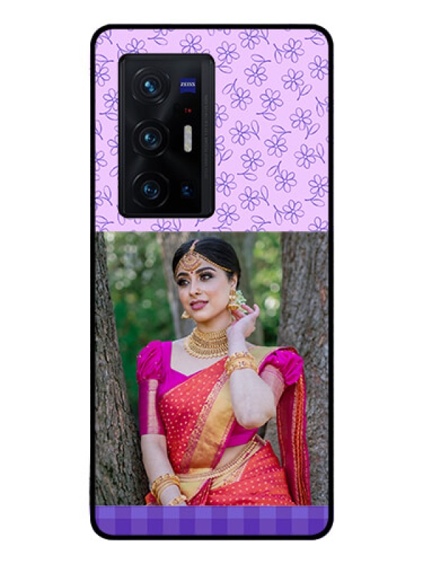 Custom Vivo X70 Pro Plus 5G Custom Glass Phone Case - Purple Floral Design