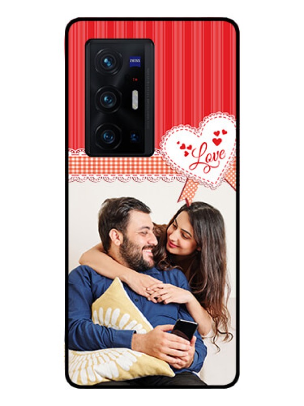 Custom Vivo X70 Pro Plus 5G Custom Glass Mobile Case - Red Love Pattern Design