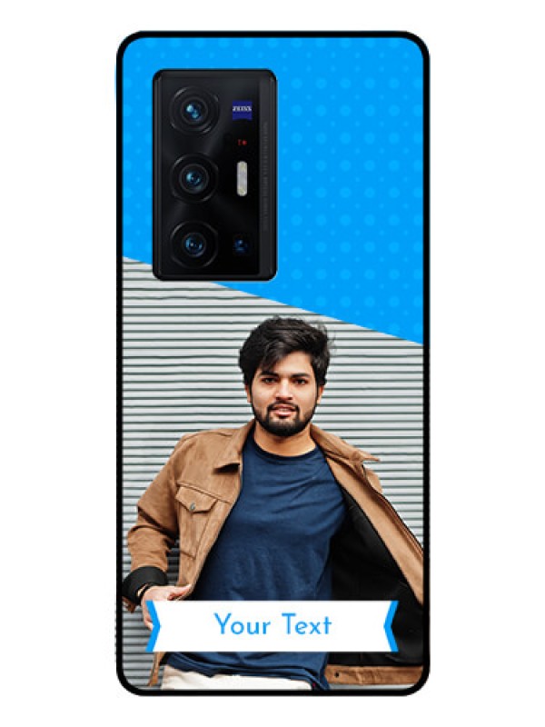 Custom Vivo X70 Pro Plus 5G Photo Printing on Glass Case - Simple Blue Color Design