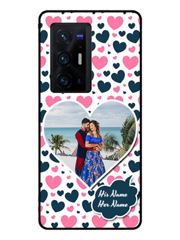 Custom Vivo X70 Pro Plus 5G Custom Glass Phone Case - Pink & Blue Heart Design