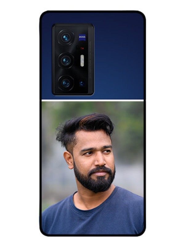 Custom Vivo X70 Pro Plus 5G Personalized Glass Phone Case - Simple Royal Blue Design