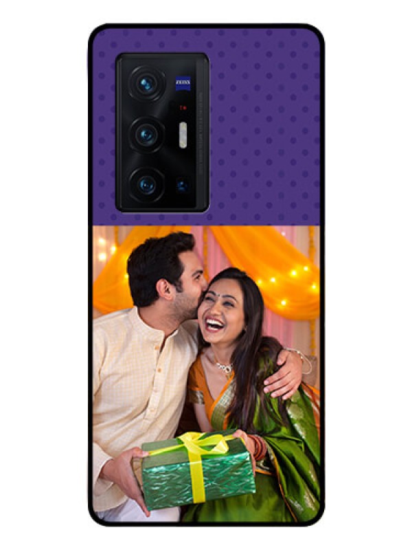 Custom Vivo X70 Pro Plus 5G Personalized Glass Phone Case - Violet Pattern Design