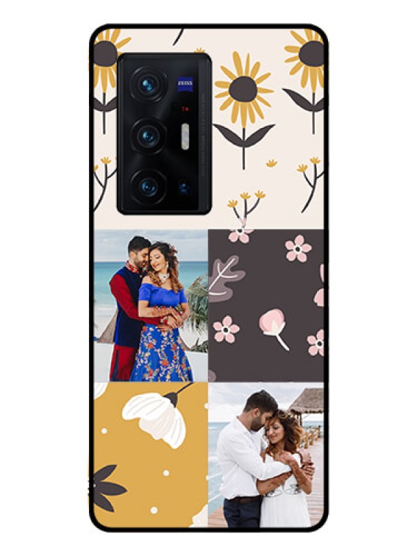 Custom Vivo X70 Pro Plus 5G Photo Printing on Glass Case - 3 Images with Floral Design