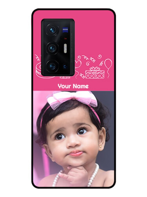 Custom Vivo X70 Pro Plus 5G Photo Printing on Glass Case - with Birthday Line Art Design