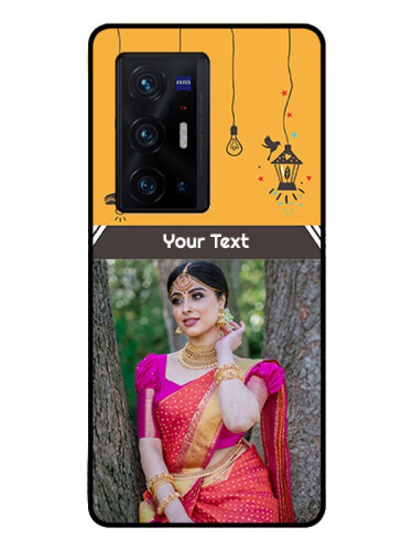 Custom Vivo X70 Pro Plus 5G Custom Glass Mobile Case - with Family Picture and Icons