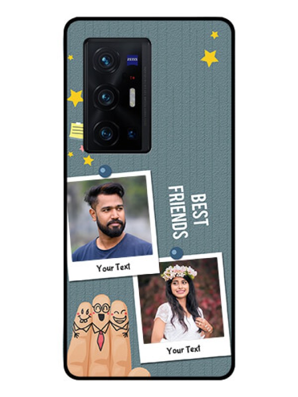 Custom Vivo X70 Pro Plus 5G Personalized Glass Phone Case - Sticky Frames and Friendship Design