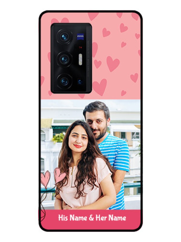 Custom Vivo X70 Pro Plus 5G Personalized Glass Phone Case - Love Design Peach Color