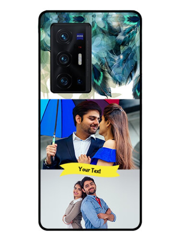 Custom Vivo X70 Pro Plus 5G Personalized Glass Phone Case - Image with Boho Peacock Feather Design