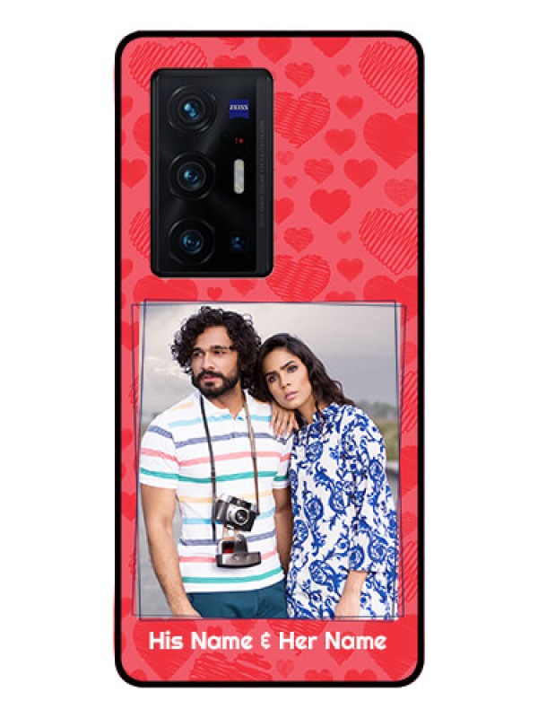 Custom Vivo X70 Pro Plus 5G Photo Printing on Glass Case - with Red Heart Symbols Design