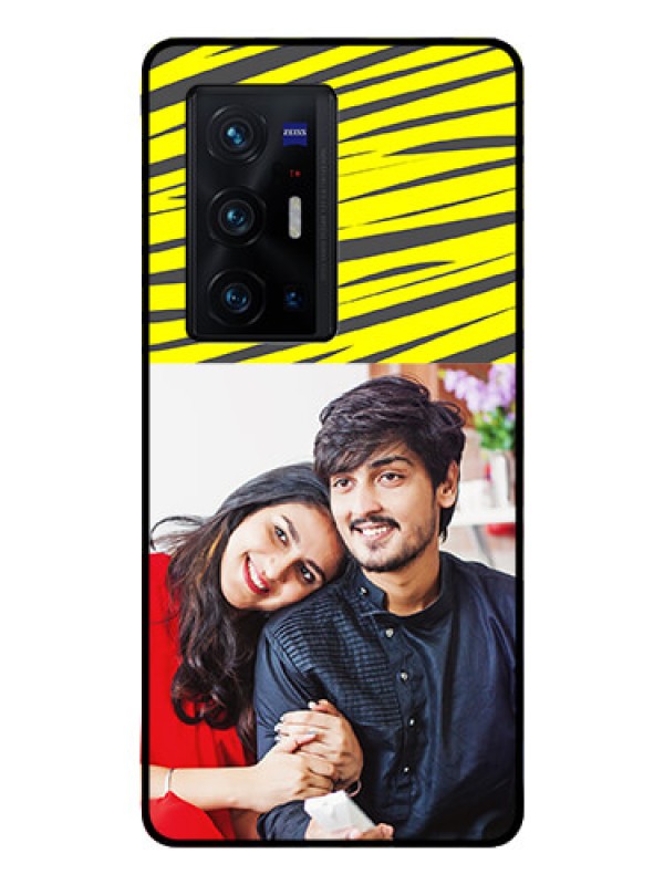 Custom Vivo X70 Pro Plus 5G Photo Printing on Glass Case - Yellow Abstract Design