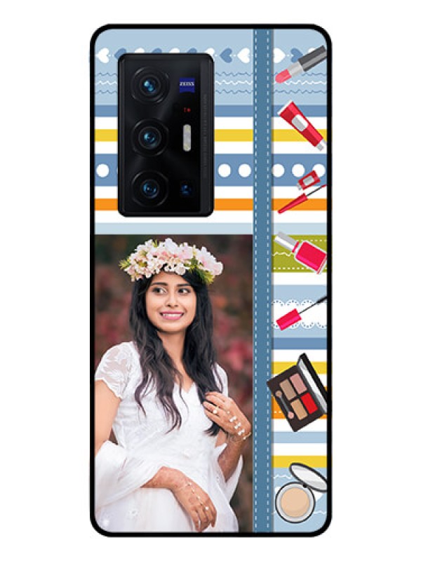 Custom Vivo X70 Pro Plus 5G Personalized Glass Phone Case - Makeup Icons Design