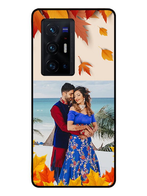 Custom Vivo X70 Pro Plus 5G Photo Printing on Glass Case - Autumn Maple Leaves Design