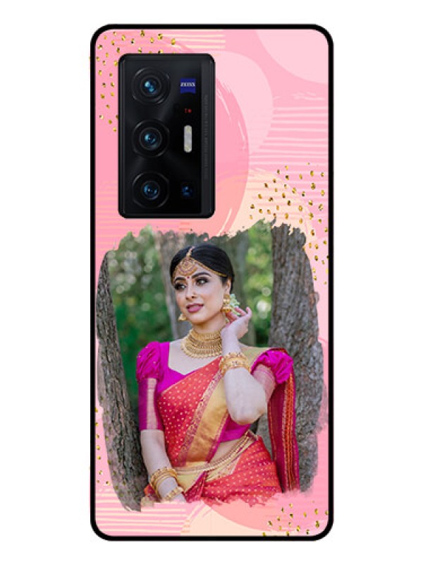 Custom Vivo X70 Pro Plus 5G Personalized Glass Phone Case - Gold Glitter Splash Design