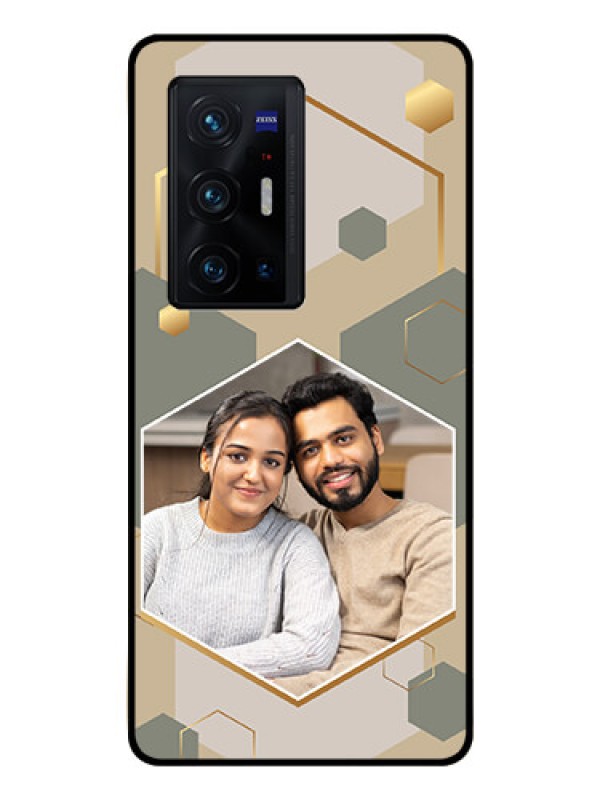 Custom Vivo X70 Pro Plus 5G Photo Printing on Glass Case - Stylish Hexagon Pattern Design