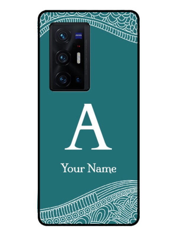 Custom Vivo X70 Pro Plus 5G Personalized Glass Phone Case - line art pattern with custom name Design