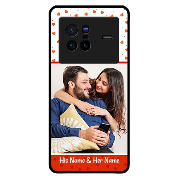 Vivo X80 5G Custom Glass Phone Case - Orange Love Symbol Design