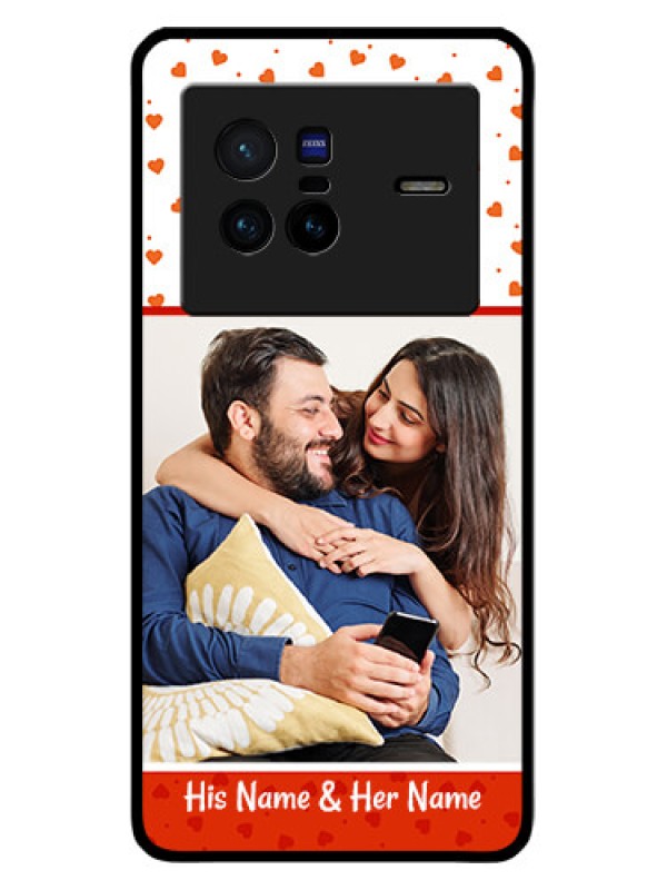 Custom Vivo X80 5G Custom Glass Phone Case - Orange Love Symbol Design