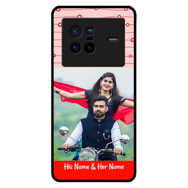 Vivo X80 5G Personalized Glass Phone Case - Red Pattern Case Design
