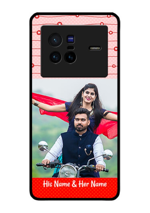 Vivo X80 5G Personalized Glass Phone Case - Red Pattern Case Design