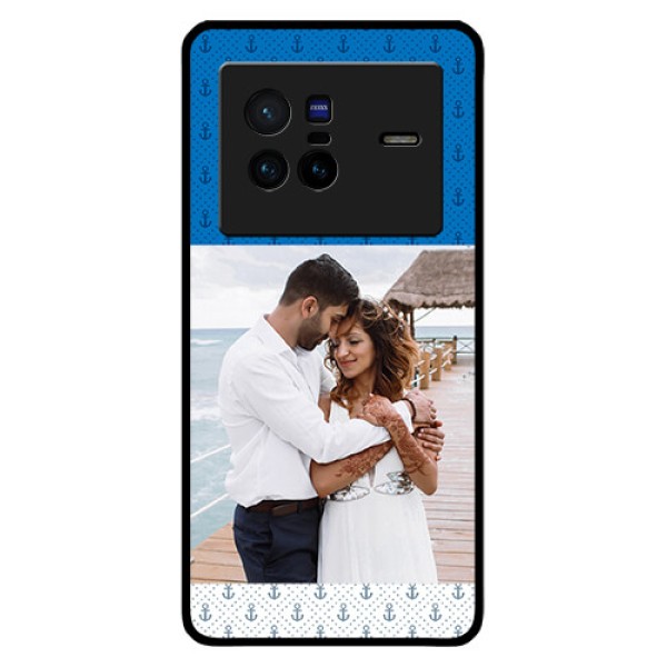 Vivo X80 5G Photo Printing on Glass Case - Blue Anchors Design