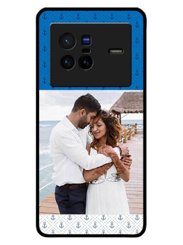 Custom Vivo X80 5G Photo Printing on Glass Case - Blue Anchors Design