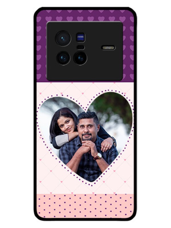 Custom Vivo X80 5G Custom Glass Phone Case - Violet Love Dots Design