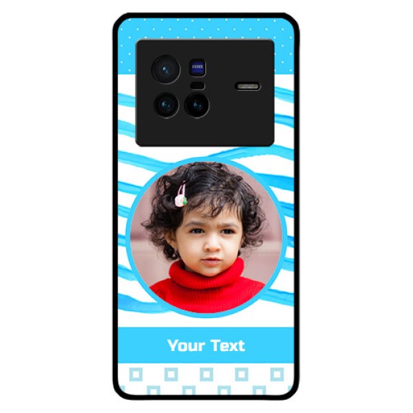 Vivo X80 5G Custom Glass Phone Case - Simple Blue Case Design