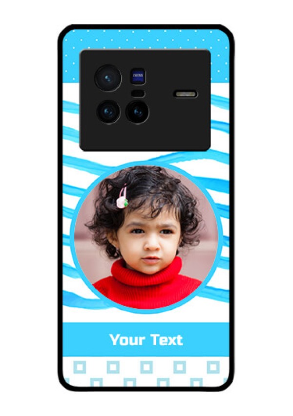 Vivo X80 5G Custom Glass Phone Case - Simple Blue Case Design