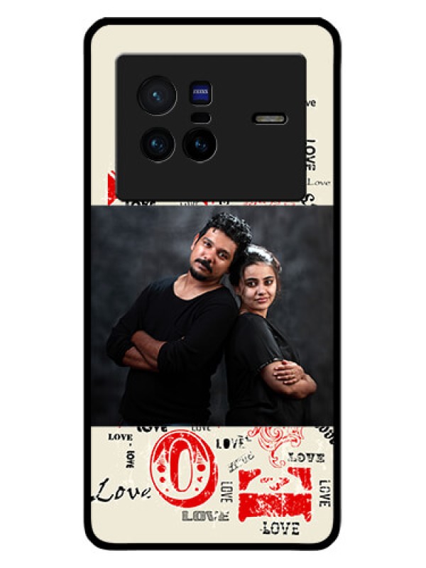 Custom Vivo X80 5G Photo Printing on Glass Case - Trendy Love Design Case