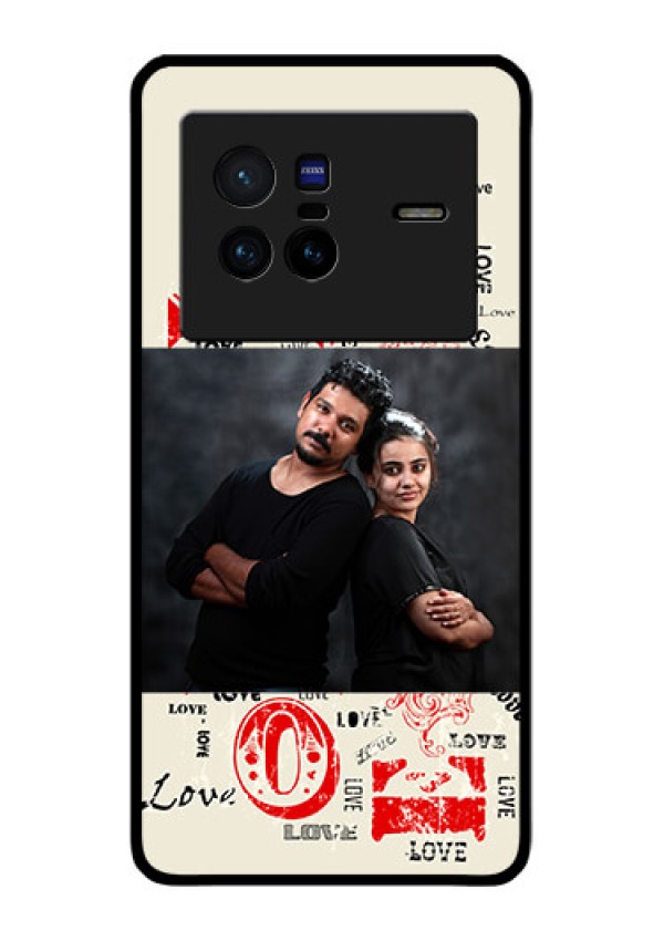Vivo X80 5G Photo Printing on Glass Case - Trendy Love Design Case