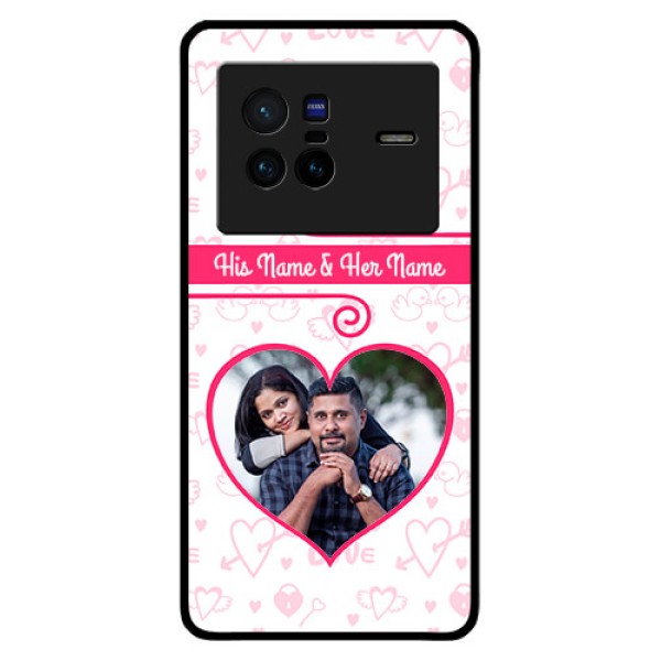 Vivo X80 5G Personalized Glass Phone Case - Heart Shape Love Design