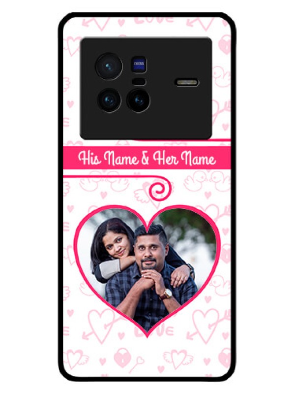 Custom Vivo X80 5G Personalized Glass Phone Case - Heart Shape Love Design