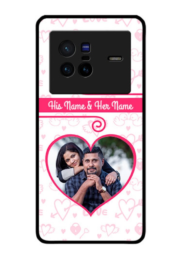Vivo X80 5G Personalized Glass Phone Case - Heart Shape Love Design