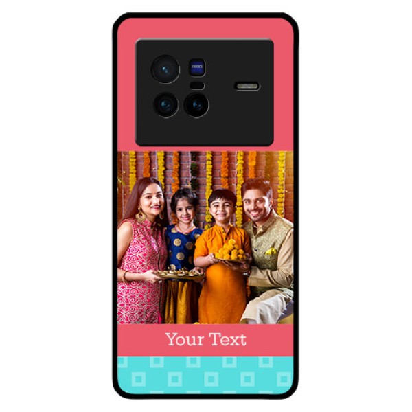 Vivo X80 5G Personalized Glass Phone Case - Peach & Blue Color Design