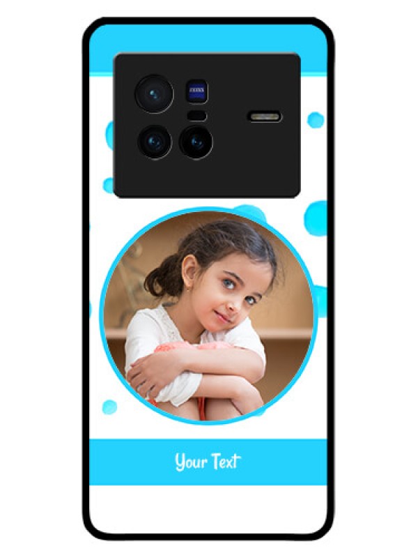 Custom Vivo X80 5G Photo Printing on Glass Case - Blue Bubbles Pattern Design
